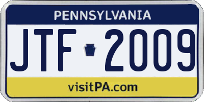 PA license plate JTF2009