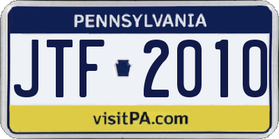 PA license plate JTF2010