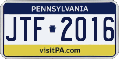 PA license plate JTF2016
