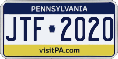 PA license plate JTF2020