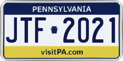 PA license plate JTF2021