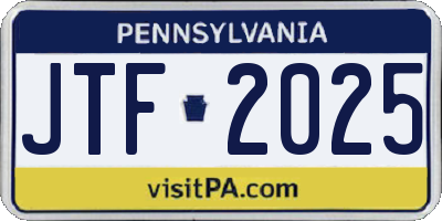 PA license plate JTF2025