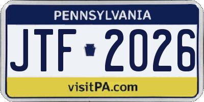 PA license plate JTF2026
