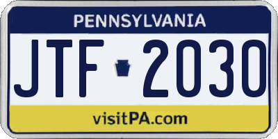 PA license plate JTF2030
