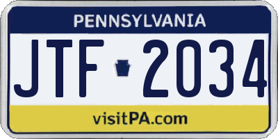 PA license plate JTF2034