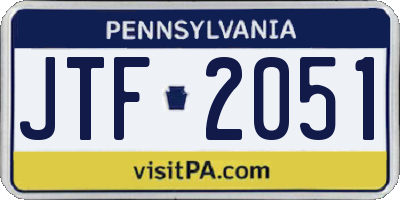 PA license plate JTF2051