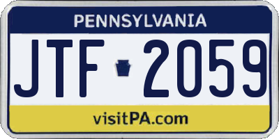 PA license plate JTF2059