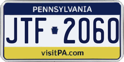 PA license plate JTF2060