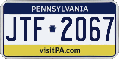 PA license plate JTF2067