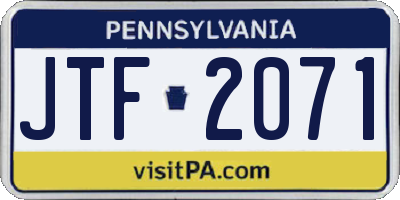 PA license plate JTF2071