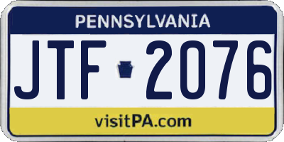 PA license plate JTF2076