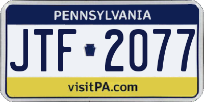 PA license plate JTF2077