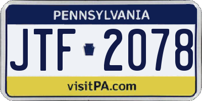 PA license plate JTF2078