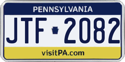 PA license plate JTF2082