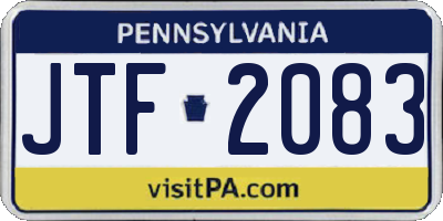 PA license plate JTF2083