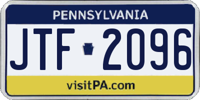 PA license plate JTF2096