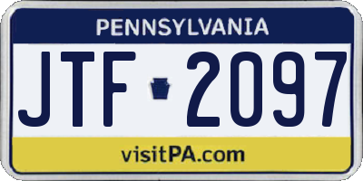 PA license plate JTF2097