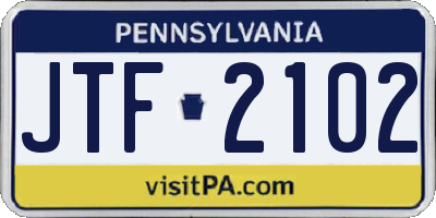 PA license plate JTF2102