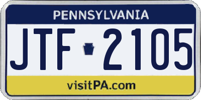 PA license plate JTF2105