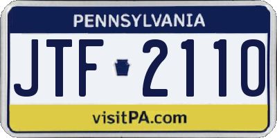 PA license plate JTF2110