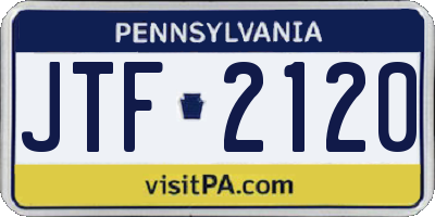 PA license plate JTF2120