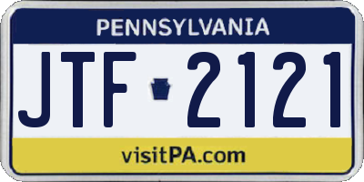 PA license plate JTF2121