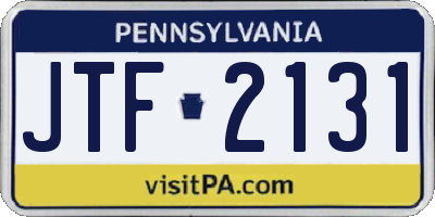 PA license plate JTF2131