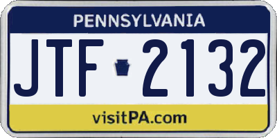 PA license plate JTF2132