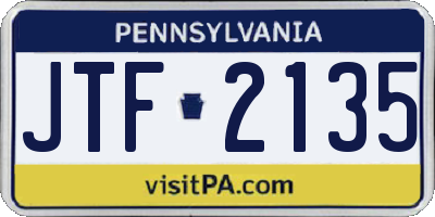 PA license plate JTF2135