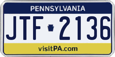 PA license plate JTF2136