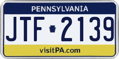 PA license plate JTF2139