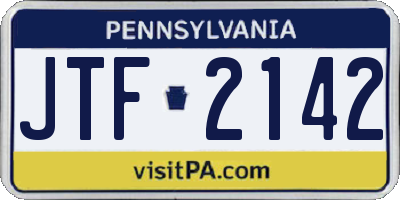 PA license plate JTF2142