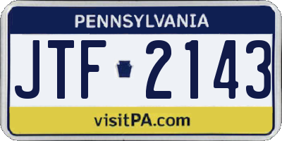 PA license plate JTF2143