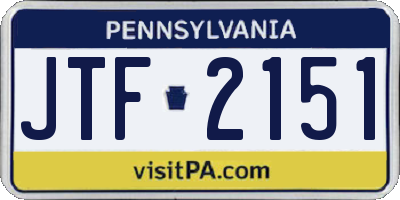 PA license plate JTF2151