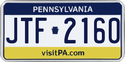 PA license plate JTF2160