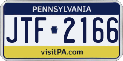 PA license plate JTF2166