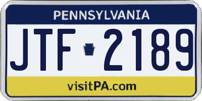 PA license plate JTF2189