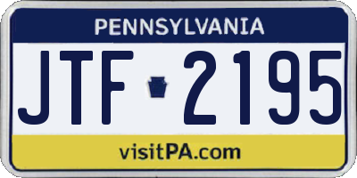 PA license plate JTF2195