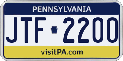 PA license plate JTF2200