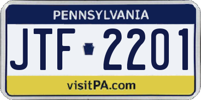 PA license plate JTF2201