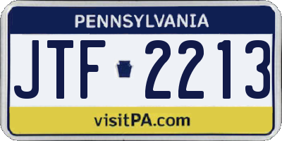 PA license plate JTF2213