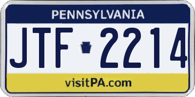 PA license plate JTF2214