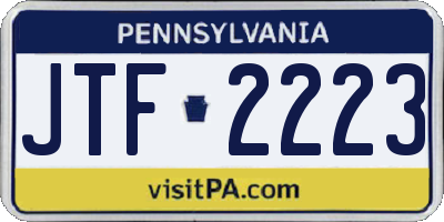 PA license plate JTF2223