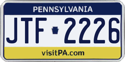 PA license plate JTF2226