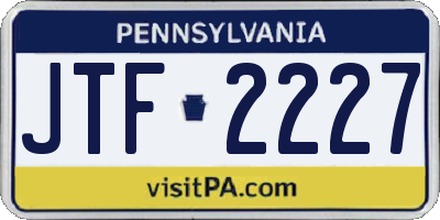 PA license plate JTF2227