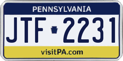 PA license plate JTF2231