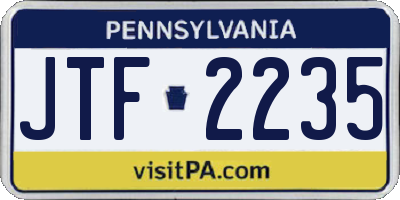 PA license plate JTF2235