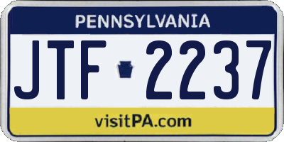 PA license plate JTF2237