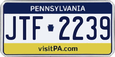 PA license plate JTF2239