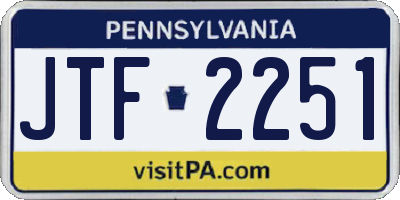 PA license plate JTF2251
